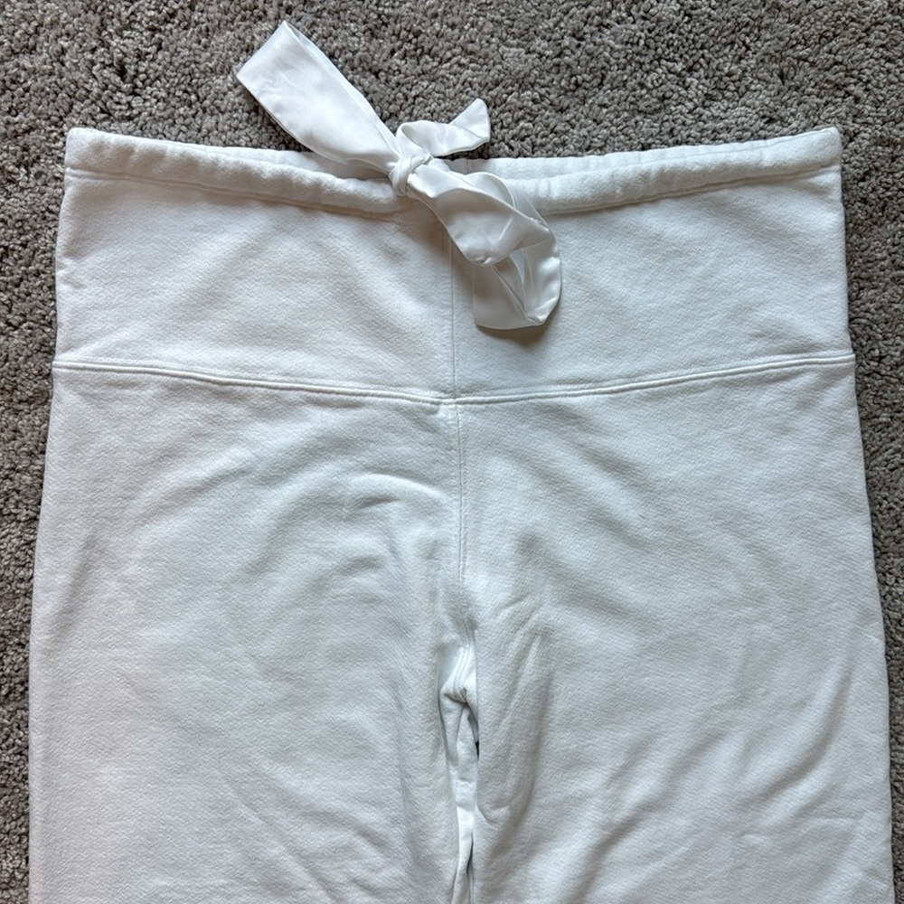 Cali By Cali Dreaming White French Terry Cozy Cotton Palmer Pants Size M/L - Picture 3 of 5